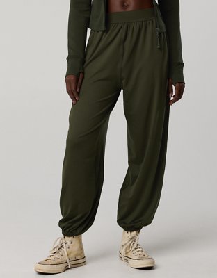 OFFLINE By Aerie The Hugger Go With The Flow Baggy Jogger - Olive Petal
